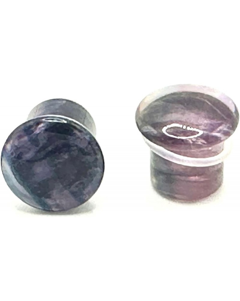 Pair of Rainbow Fluorite Single Flare Stone Ear Plugs Silicone O-Ring Expander Gauges 0ga - 1 inch E618 0 Gauge(8mm) $13.68 O...