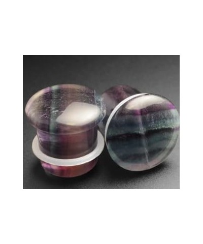 Pair of Rainbow Fluorite Single Flare Stone Ear Plugs Silicone O-Ring Expander Gauges 0ga - 1 inch E618 0 Gauge(8mm) $13.68 O...