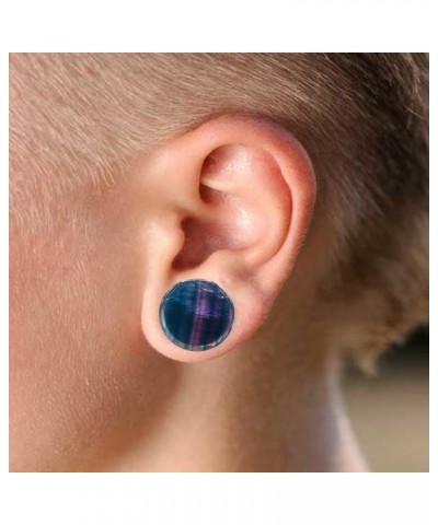 Pair of Rainbow Fluorite Single Flare Stone Ear Plugs Silicone O-Ring Expander Gauges 0ga - 1 inch E618 0 Gauge(8mm) $13.68 O...