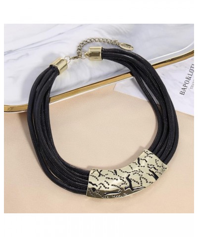 Black Chunky Alloy Multi Layer Statement 18" Choker Collar Necklace antique bronze $11.62 Necklaces