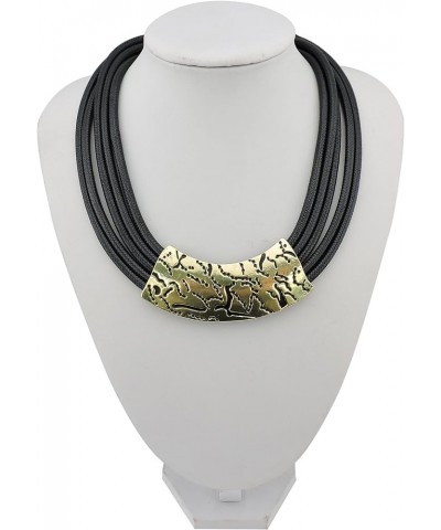 Black Chunky Alloy Multi Layer Statement 18" Choker Collar Necklace antique bronze $11.62 Necklaces