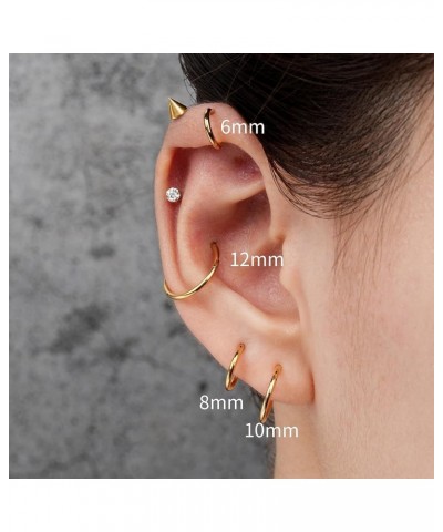 ASTM F136 Titanium Nose rings Piercing Jewelry Hoop 16G 18G 20G 6mm 8mm Gold 16G(1.2mm), 1/2"(12mm) $7.79 Others