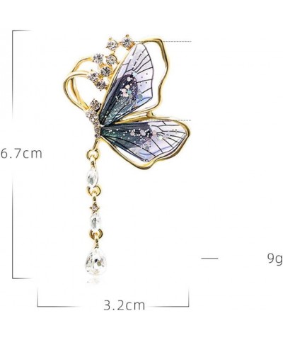 Fashion Butterfly Brooches Tassel Rhinestone Gradient Crystal Butterfly Pins Brooch Insect Lapel Pin Shirt Brooch Artist Jewe...