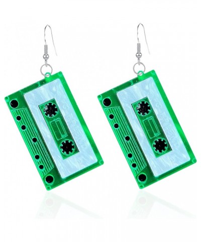 Retro Cassette Tape Dangle Cute Pretty Drop Earrings for Women Fashion Jewelry Ear Ornament Accessory Christmas Gift Green $5...