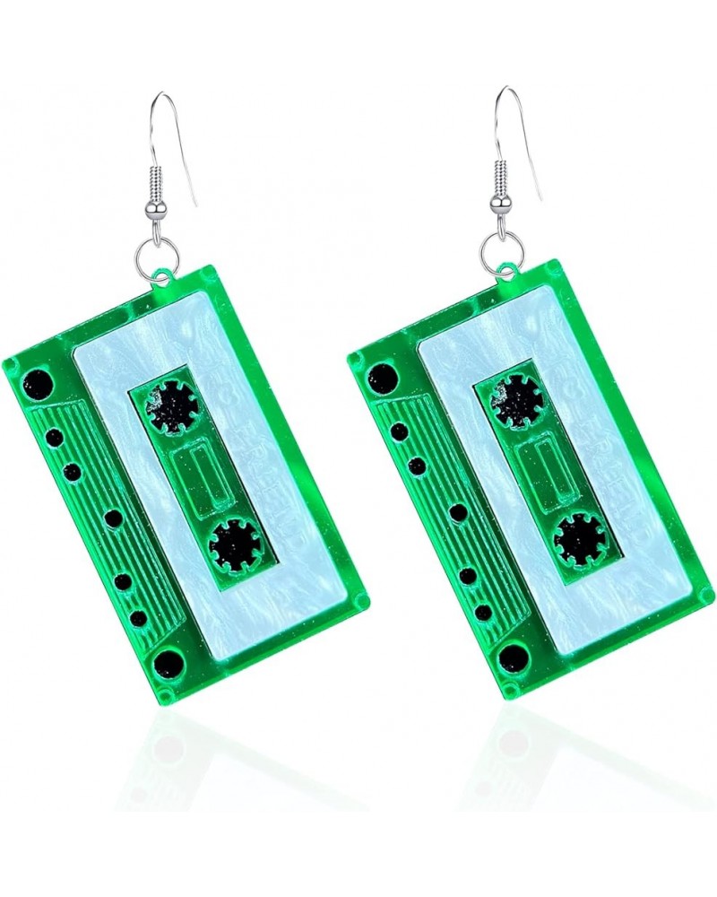 Retro Cassette Tape Dangle Cute Pretty Drop Earrings for Women Fashion Jewelry Ear Ornament Accessory Christmas Gift Green $5...