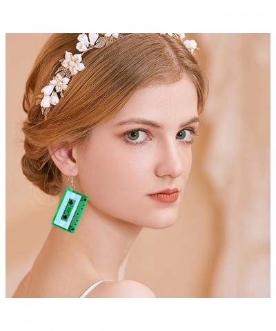 Retro Cassette Tape Dangle Cute Pretty Drop Earrings for Women Fashion Jewelry Ear Ornament Accessory Christmas Gift Green $5...