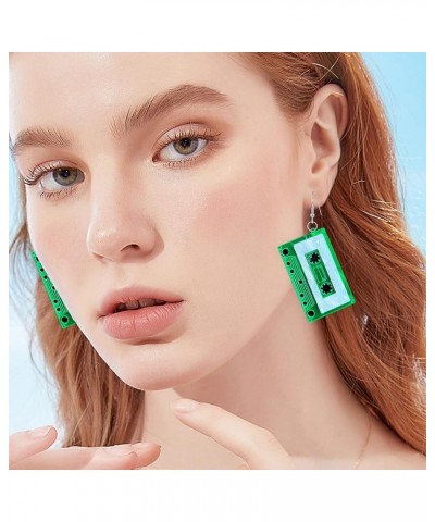 Retro Cassette Tape Dangle Cute Pretty Drop Earrings for Women Fashion Jewelry Ear Ornament Accessory Christmas Gift Green $5...