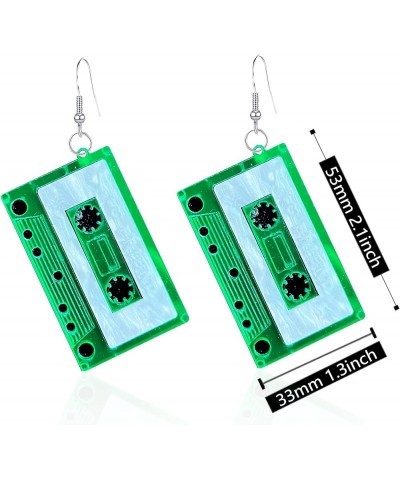 Retro Cassette Tape Dangle Cute Pretty Drop Earrings for Women Fashion Jewelry Ear Ornament Accessory Christmas Gift Green $5...