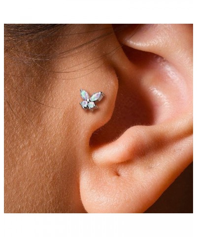 CZ Butterfly Top on Internally Threaded Surgical Steel Flat Back Studs for Labret, Monroe, Cartilage and More 16GA, Length: 5...