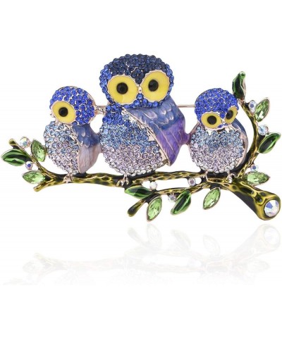 Owl Family Tree Austrian Purple Brown Rhinestone Brooch Pin Animals Gold Plated B5108 Purple $9.24 Brooches & Pins