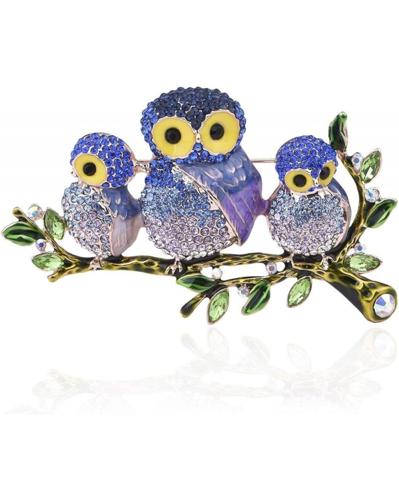 Owl Family Tree Austrian Purple Brown Rhinestone Brooch Pin Animals Gold Plated B5108 Purple $9.24 Brooches & Pins