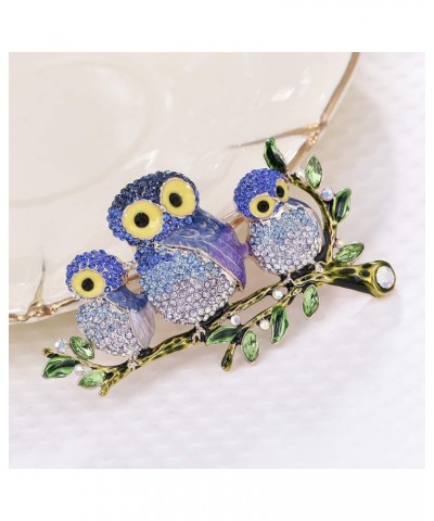 Owl Family Tree Austrian Purple Brown Rhinestone Brooch Pin Animals Gold Plated B5108 Purple $9.24 Brooches & Pins