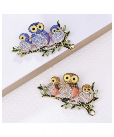 Owl Family Tree Austrian Purple Brown Rhinestone Brooch Pin Animals Gold Plated B5108 Purple $9.24 Brooches & Pins