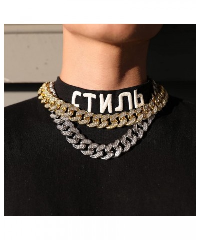 Cuban Link Chain 20mm Miami Cuban Necklace Chain for Men Iced Out 14K Gold Plated Diamond Chunky Necklace Silver Cuban Bracel...