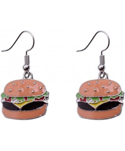 Food Earrings Cute Pizza Hot Dog Hamburger Hoop Earrings Cola Bottle Dangle Earrings for Women Girls E:Hamburger $7.55 Earrings