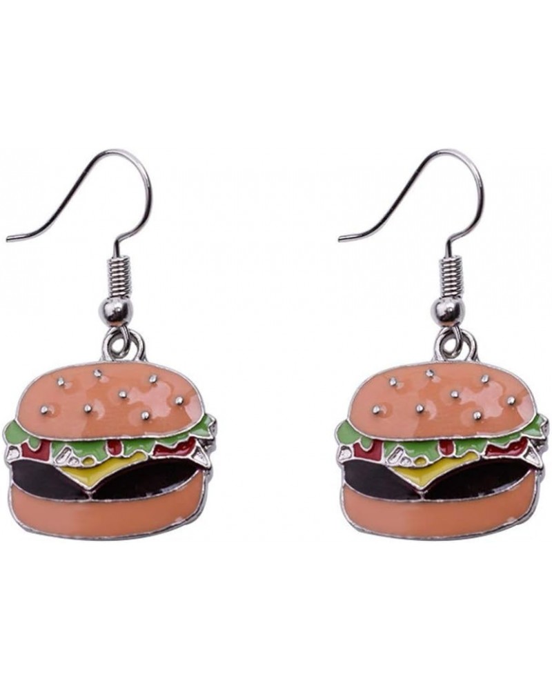 Food Earrings Cute Pizza Hot Dog Hamburger Hoop Earrings Cola Bottle Dangle Earrings for Women Girls E:Hamburger $7.55 Earrings