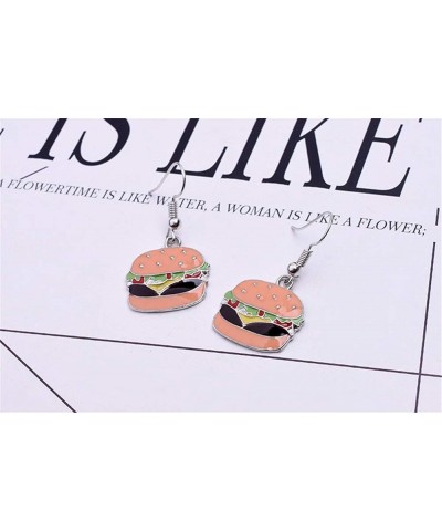 Food Earrings Cute Pizza Hot Dog Hamburger Hoop Earrings Cola Bottle Dangle Earrings for Women Girls E:Hamburger $7.55 Earrings