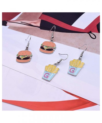 Food Earrings Cute Pizza Hot Dog Hamburger Hoop Earrings Cola Bottle Dangle Earrings for Women Girls E:Hamburger $7.55 Earrings