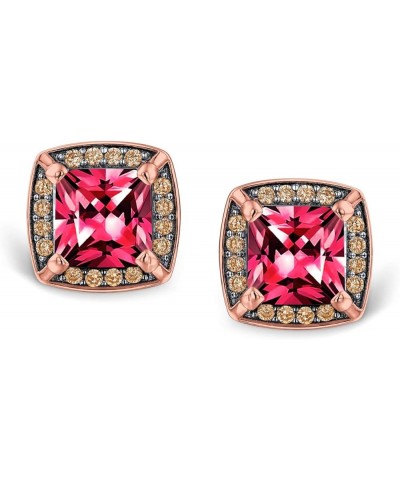 Fashion Statement Square Cushion Cut Cubic Zirconia AAA CZ Stud Earrings For Women Simulated Ruby Rose Gold More Colors Rose ...