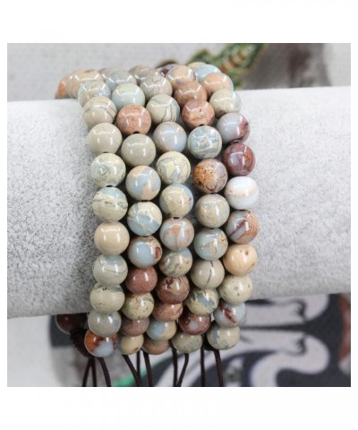 Gem Semi Precious Gemstones Crystal 8mm Round Beads Adjustable Braided Macrame Tassels Bracelets Unisex Brown Serpentine $7.6...