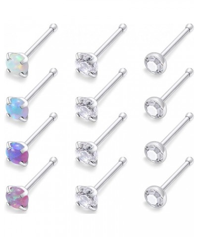 18G 20G 22G Nose Rings Studs Surgical Steel Nose Stud Set 1.5mm 2mm 2.5mm 3mm Diamond Cubic Zirconia Opal Screw L Shaped Stra...