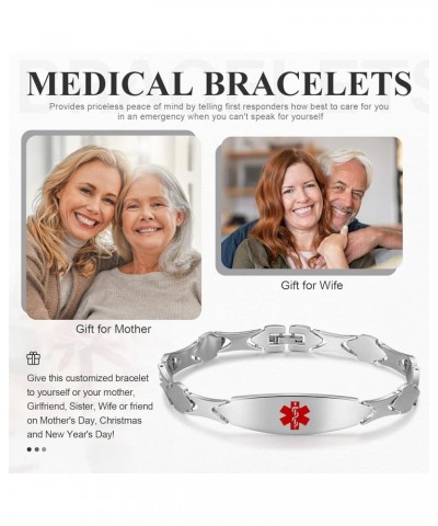 Medical Alert Bracelet Personalized Medical Alert Bracelet for Women Medical ID Bracelets Emergency Alert ID Bracelets Adjust...