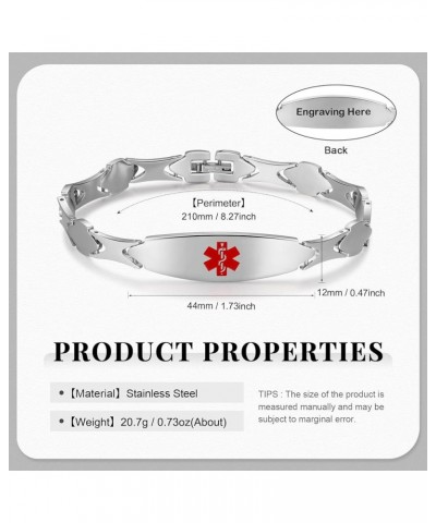 Medical Alert Bracelet Personalized Medical Alert Bracelet for Women Medical ID Bracelets Emergency Alert ID Bracelets Adjust...