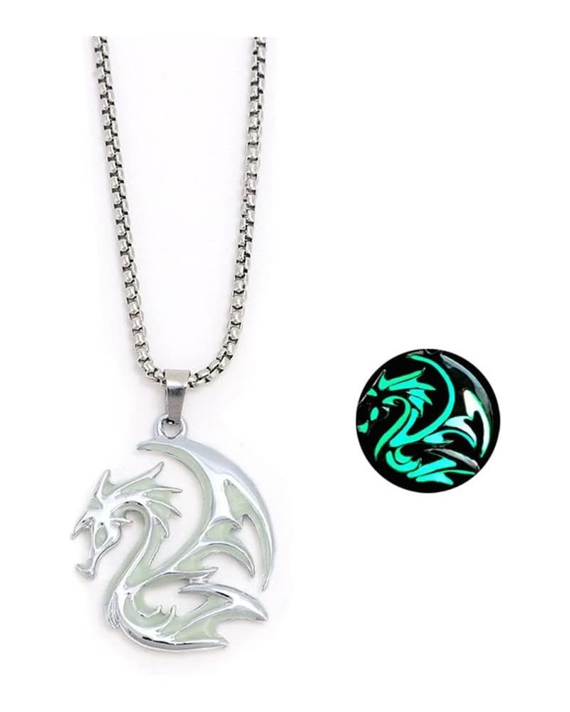 Luminous Dragon Necklace Retro Glowing Animal Flying Dragon Dragon totem Pendant Necklace for Women Men Simple Halloween Jewe...