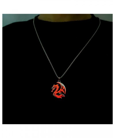 Luminous Dragon Necklace Retro Glowing Animal Flying Dragon Dragon totem Pendant Necklace for Women Men Simple Halloween Jewe...