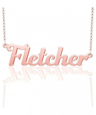 Personalized Last Name Necklace Custom Sterling Silver Fletcher Plate Customized Gift for Family Fletcher-Rose gold(Font 9) $...