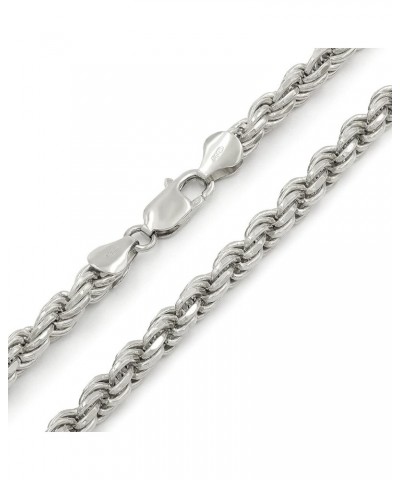 925 Italian Sterling Silver 1mm - 5.5mm Solid Rope Diamond Cut Chain, Rhodium Link Necklace or Bracelet 5.5mm $51.34 Necklaces