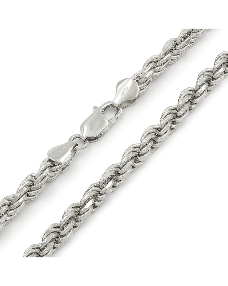 925 Italian Sterling Silver 1mm - 5.5mm Solid Rope Diamond Cut Chain, Rhodium Link Necklace or Bracelet 5.5mm $51.34 Necklaces