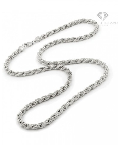 925 Italian Sterling Silver 1mm - 5.5mm Solid Rope Diamond Cut Chain, Rhodium Link Necklace or Bracelet 5.5mm $51.34 Necklaces