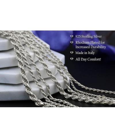 925 Italian Sterling Silver 1mm - 5.5mm Solid Rope Diamond Cut Chain, Rhodium Link Necklace or Bracelet 5.5mm $51.34 Necklaces