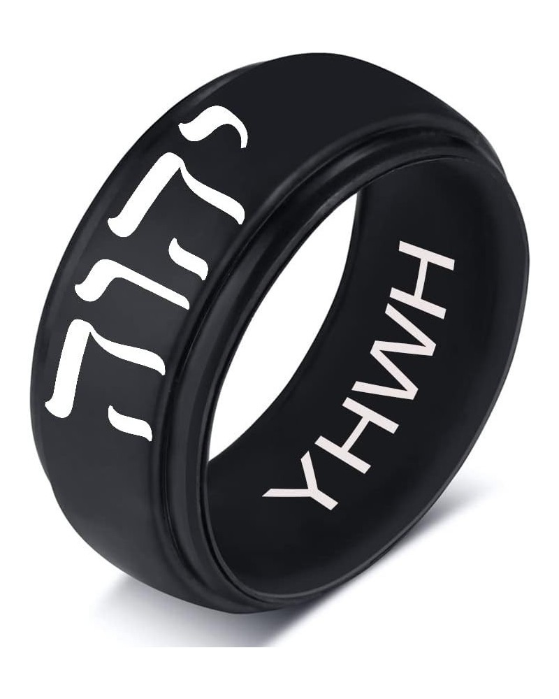 SHNIAN 8MM English - Hebrew Ring Ladder Silicone Ring Soft Rubber Promise Band Comfort Fit Laser Etched Custom Engraved for P...