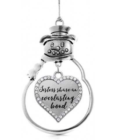 Silver Open Heart Charm Snowman Ornament with Cubic Zirconia Jewelry Sister Bond $8.10 Bracelets