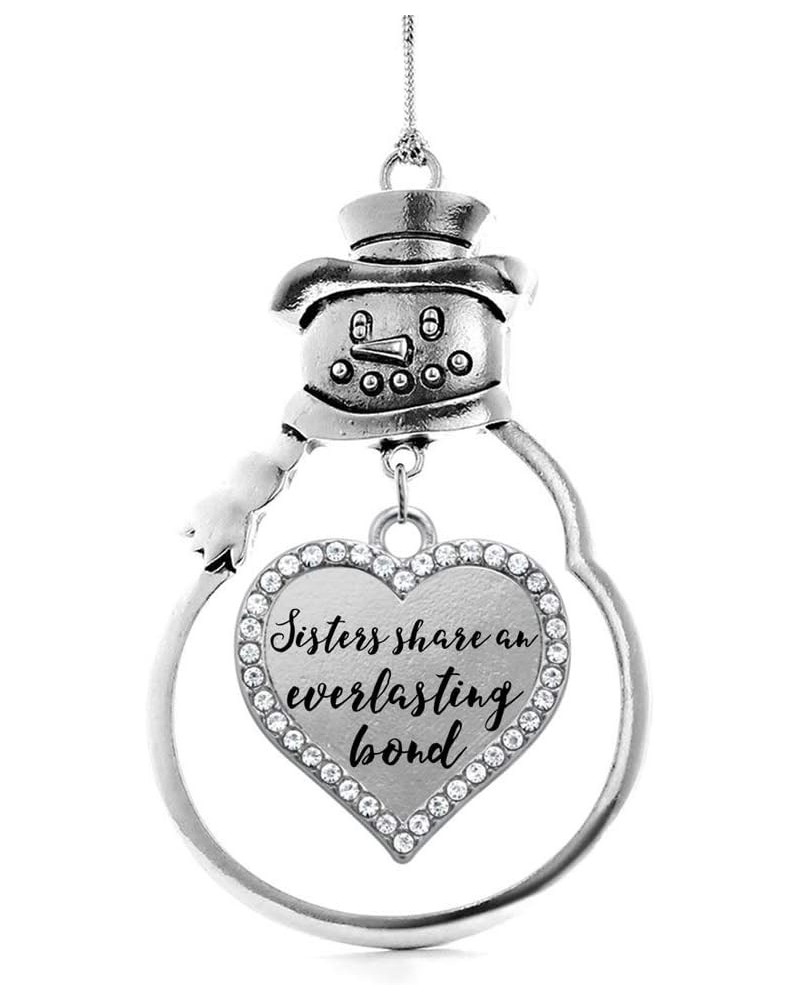 Silver Open Heart Charm Snowman Ornament with Cubic Zirconia Jewelry Sister Bond $8.10 Bracelets