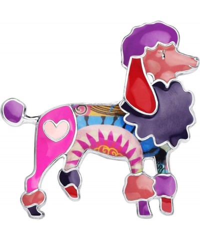 Enamel Floral Poodle Brooch Dog Pins for Backpacks Badges Clothing Bags Women Jewelry Gift Purple $7.79 Brooches & Pins