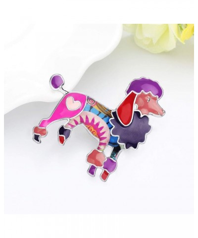 Enamel Floral Poodle Brooch Dog Pins for Backpacks Badges Clothing Bags Women Jewelry Gift Purple $7.79 Brooches & Pins