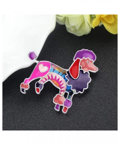 Enamel Floral Poodle Brooch Dog Pins for Backpacks Badges Clothing Bags Women Jewelry Gift Purple $7.79 Brooches & Pins