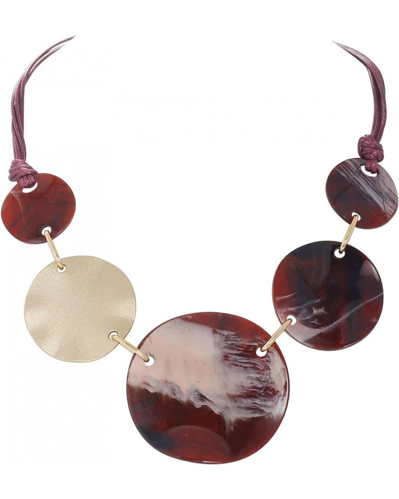 Chunky Irregular Acrylic Costume Pendant Necklace Women Large Statement 22" Collar Necklace Wine $9.91 Necklaces