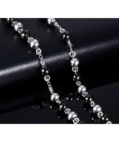 Unisex Black Stainless Steel Long Rosary Bead Chain Jesus Cross Catholic Crucifix Cross Necklace,36 Two-Tone $9.50 Necklaces