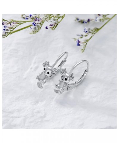 925 Sterling Silver Hypoallergenic Animal Stud Hoop Leverback Earrings Dinosaur/Cow/Frog/Raccoon/Giraffe/Octopus/Corgi Earrin...