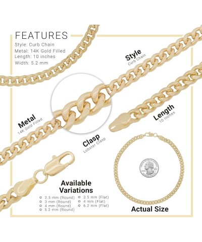 BEBERLINI Cuban Link 14K Gold Filled Anklet Curb Chain Foot Bracelet Anklet Fashion Jewelry Gifts for Women Teen Girls Length...