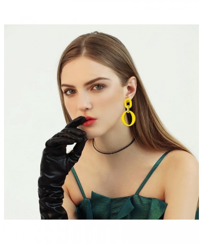 Neon Acrylic oval Earrings Fashion Acrylic Oval Link Hoop Statement Drop Earrings for Women girls Yellow $5.82 Earrings