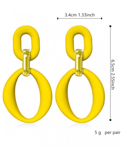 Neon Acrylic oval Earrings Fashion Acrylic Oval Link Hoop Statement Drop Earrings for Women girls Yellow $5.82 Earrings