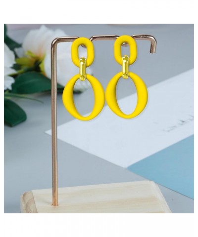 Neon Acrylic oval Earrings Fashion Acrylic Oval Link Hoop Statement Drop Earrings for Women girls Yellow $5.82 Earrings