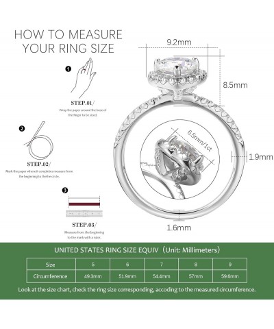 1 CT 2CT Moissanite Enagaement Ring for Women, White Gold Plated 925 Sterling Silver Moissanite Rings, Promise Rings Wedding ...