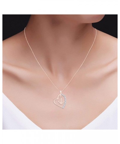 White Natural Diamond Heart & Anchor Pendant Necklace in 14k Gold Over Sterling Silver (0.1 Ct) rose-gold-plated-silver $39.0...