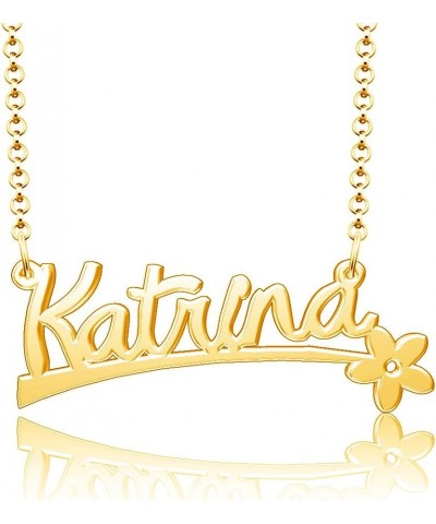 24k Gold Plated Flower Personalized Nameplate Custom Name Necklace Katrina $12.65 Necklaces